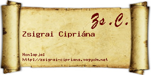 Zsigrai Cipriána névjegykártya